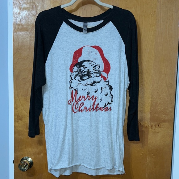 Santa Claus Merry Christmas Raglan Tee - Picture 1 of 2